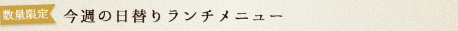 数量限定！今週の日替りランチメニュー